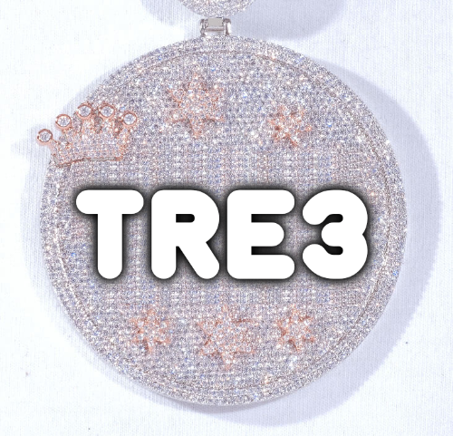 CUSTOM LETTER NECKLACE 3D BIG CROWN DISC
