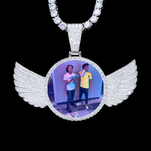925S & VVS Moissanite 3D Wing Custom Picture Pendant