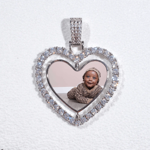 3D Spinning 2-Faced Heart Custom Picture Pendant