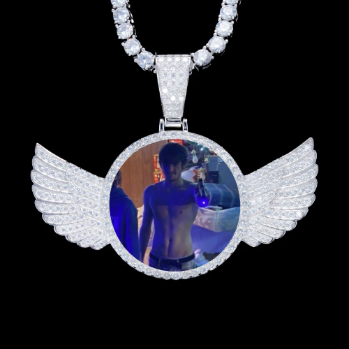 925S & VVS Moissanite 3D Wing Custom Picture Pendant