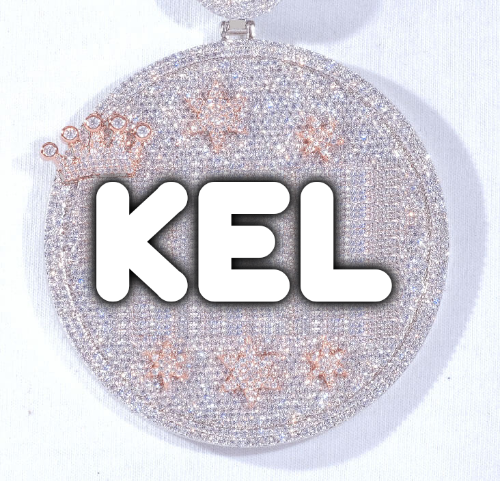 CUSTOM LETTER NECKLACE 3D BIG CROWN DISC