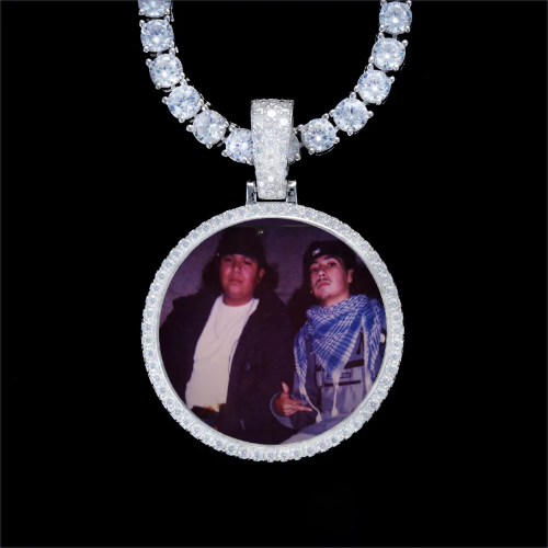 925S & VVS Moissanite 3D Circle Custom Picture Pendant