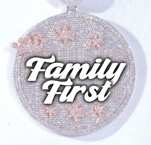 CUSTOM LETTER NECKLACE 3D BIG CROWN DISC