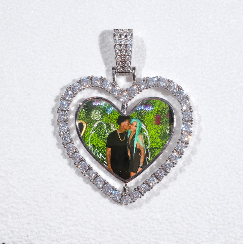 3D Spinning 2-Faced Heart Custom Picture Pendant