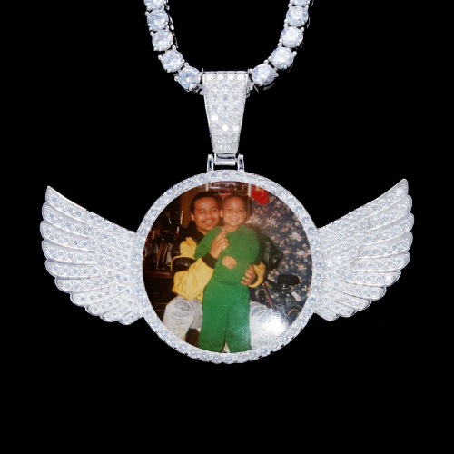 925S & VVS Moissanite 3D Wing Custom Picture Pendant