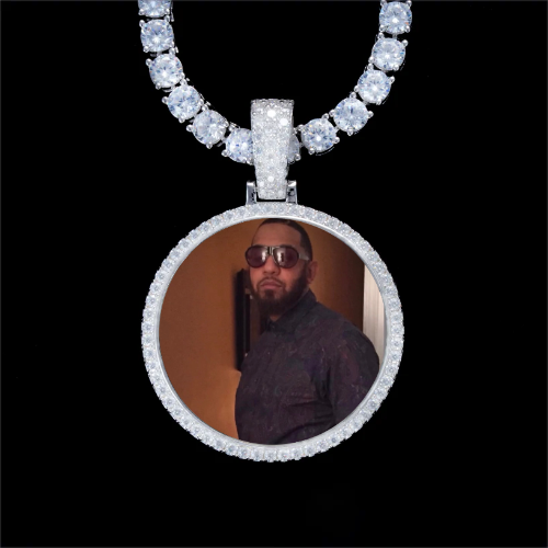 925S & VVS Moissanite 3D Circle Custom Picture Pendant