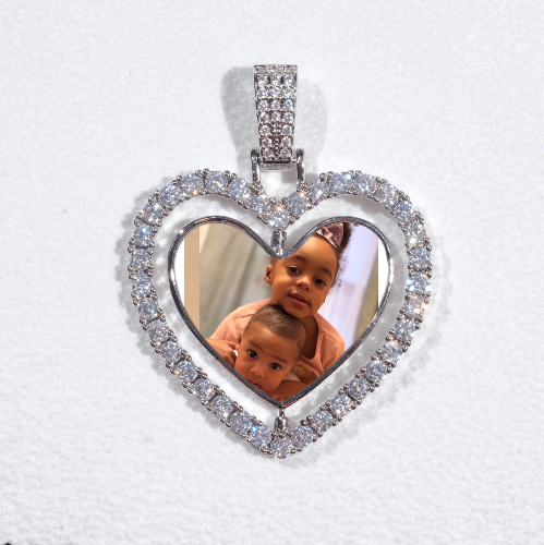 3D Spinning 2-Faced Heart Custom Picture Pendant