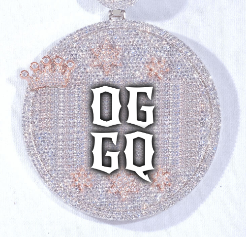CUSTOM LETTER NECKLACE 3D BIG CROWN DISC