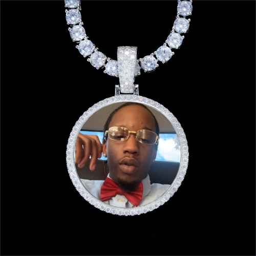 925S & VVS Moissanite 3D Circle Custom Picture Pendant