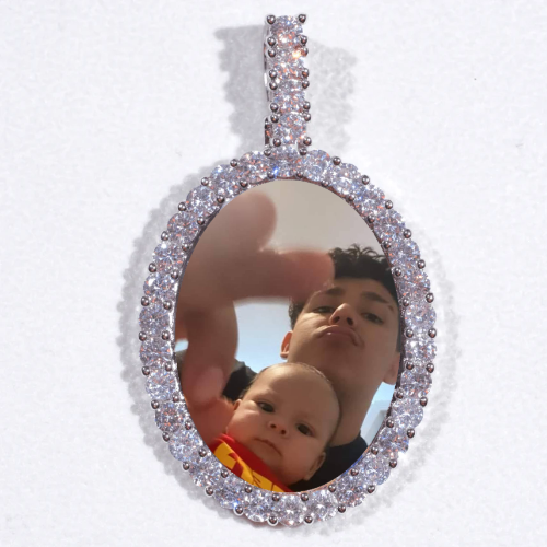 Large 3D Oval Custom Picture Pendant