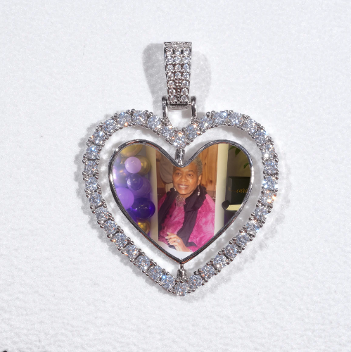 3D Spinning 2-Faced Heart Custom Picture Pendant