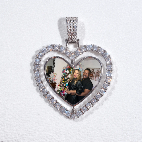 3D Spinning 2-Faced Heart Custom Picture Pendant