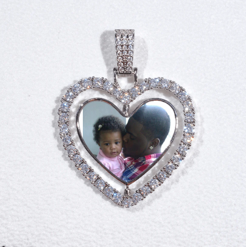 3D Spinning 2-Faced Heart Custom Picture Pendant