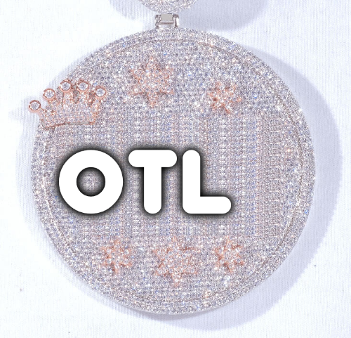 CUSTOM LETTER NECKLACE 3D BIG CROWN DISC