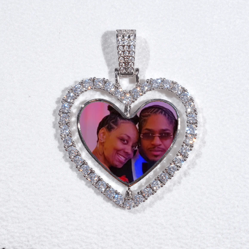 3D Spinning 2-Faced Heart Custom Picture Pendant