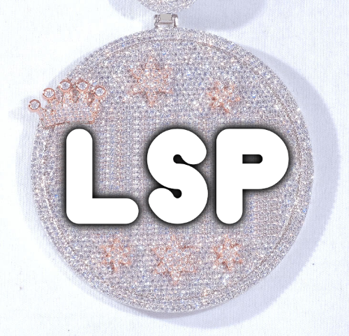 CUSTOM LETTER NECKLACE 3D BIG CROWN DISC