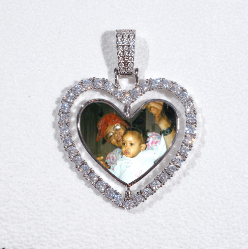 3D Spinning 2-Faced Heart Custom Picture Pendant