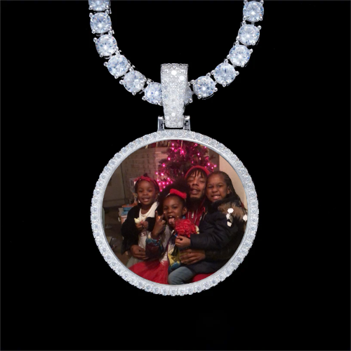 925S & VVS Moissanite 3D Circle Custom Picture Pendant