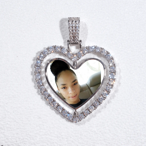 3D Spinning 2-Faced Heart Custom Picture Pendant
