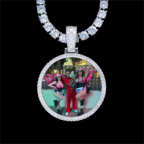 925S & VVS Moissanite 3D Circle Custom Picture Pendant