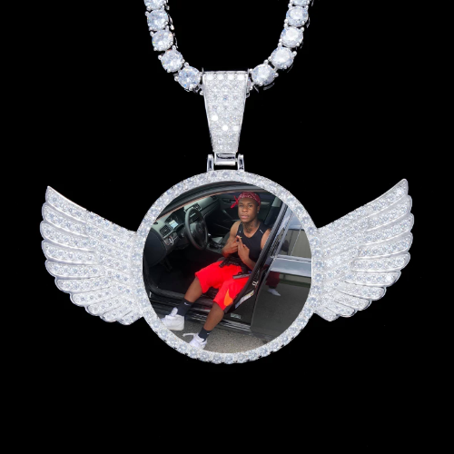 925S & VVS Moissanite 3D Wing Custom Picture Pendant