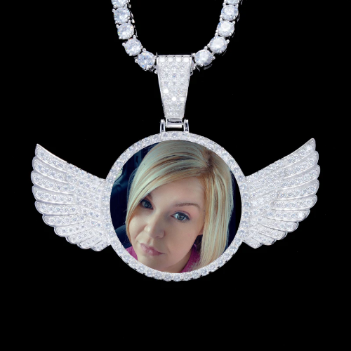 925S & VVS Moissanite 3D Wing Custom Picture Pendant