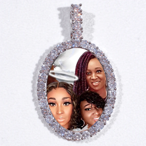 Large 3D Oval Custom Picture Pendant