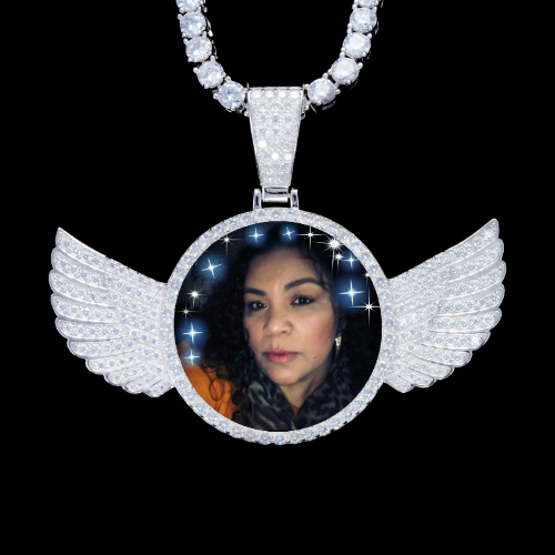 925S & VVS Moissanite 3D Wing Custom Picture Pendant