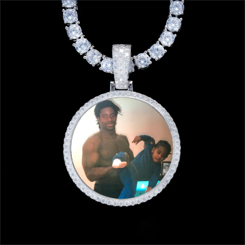 925S & VVS Moissanite 3D Circle Custom Picture Pendant