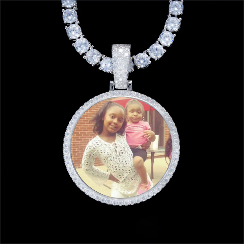 925S & VVS Moissanite 3D Circle Custom Picture Pendant