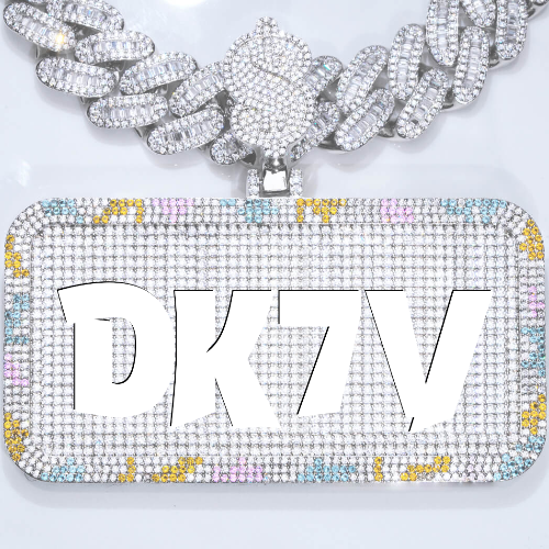 CUSTOM LETTER NECKLACE 3D COLORFUL SQUARE