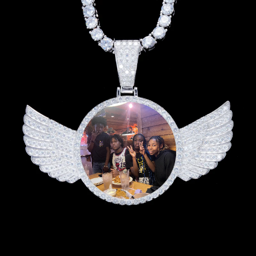 925S & VVS Moissanite 3D Wing Custom Picture Pendant
