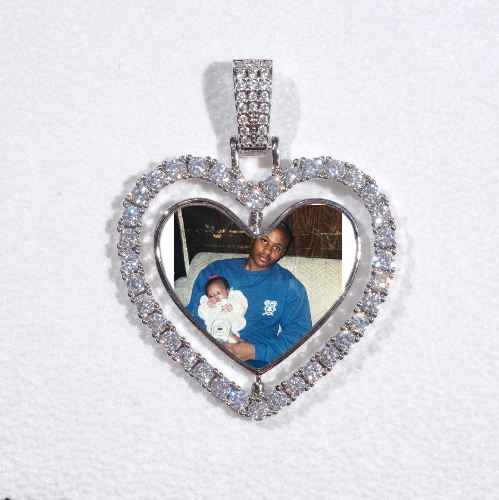 3D Spinning 2-Faced Heart Custom Picture Pendant