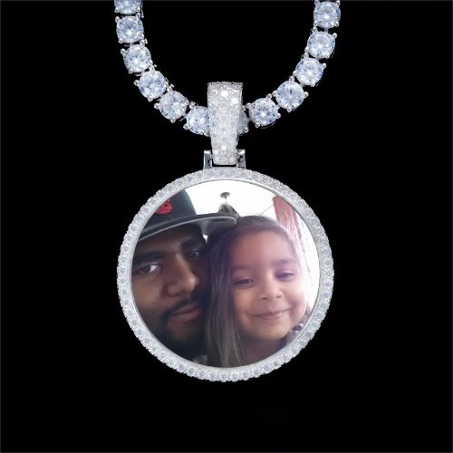 925S & VVS Moissanite 3D Circle Custom Picture Pendant