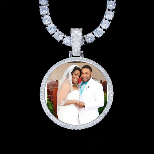 925S & VVS Moissanite 3D Circle Custom Picture Pendant