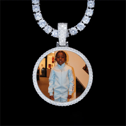 925S & VVS Moissanite 3D Circle Custom Picture Pendant