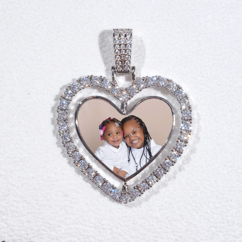3D Spinning 2-Faced Heart Custom Picture Pendant