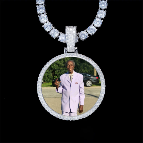 925S & VVS Moissanite 3D Circle Custom Picture Pendant