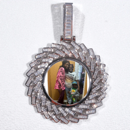 Large 3D Baguette Custom Picture Pendant