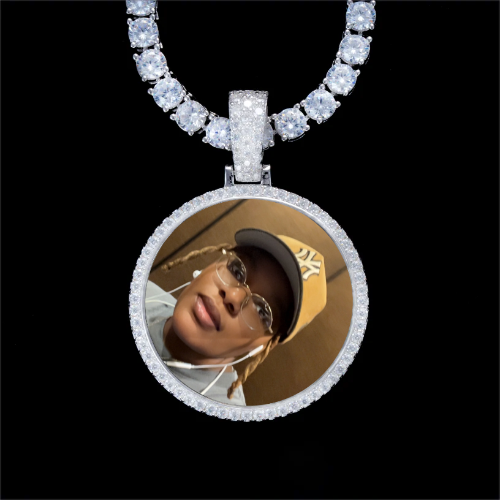 925S & VVS Moissanite 3D Circle Custom Picture Pendant