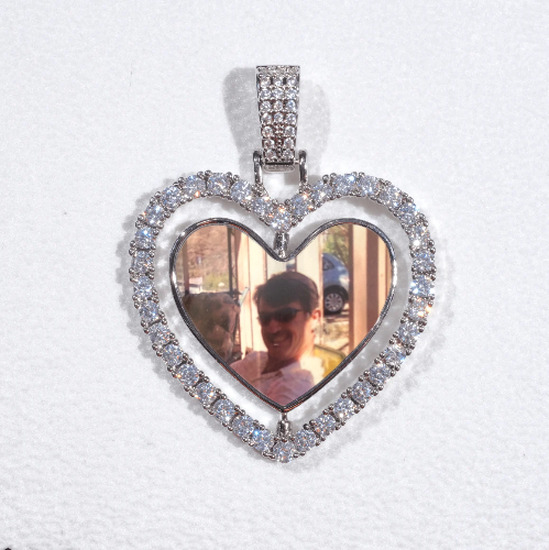 3D Spinning 2-Faced Heart Custom Picture Pendant