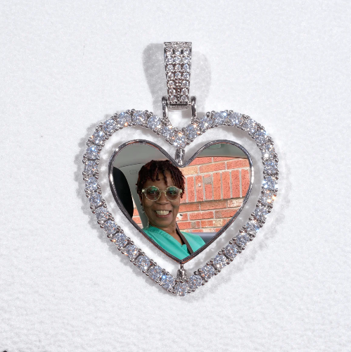 3D Spinning 2-Faced Heart Custom Picture Pendant