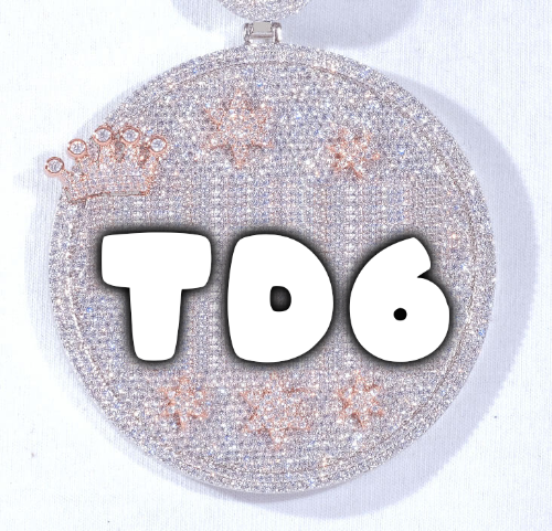 CUSTOM LETTER NECKLACE 3D BIG CROWN DISC
