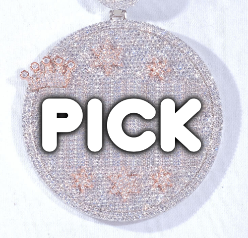 CUSTOM LETTER NECKLACE 3D BIG CROWN DISC