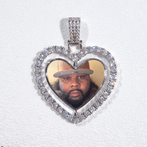 3D Spinning 2-Faced Heart Custom Picture Pendant