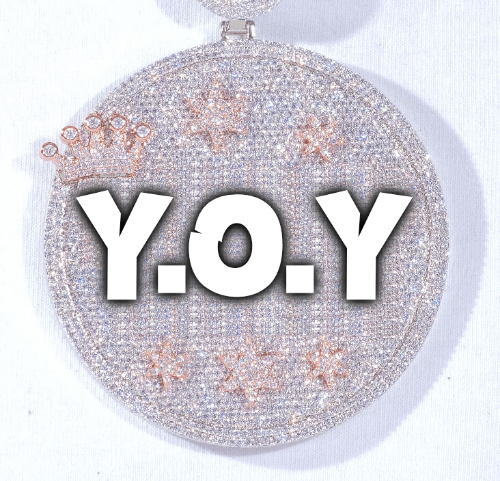 CUSTOM LETTER NECKLACE 3D BIG CROWN DISC