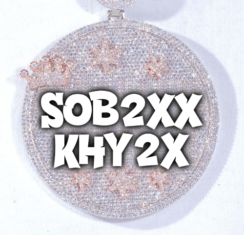 CUSTOM LETTER NECKLACE 3D BIG CROWN DISC