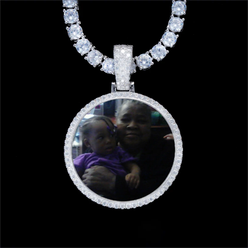 925S & VVS Moissanite 3D Circle Custom Picture Pendant