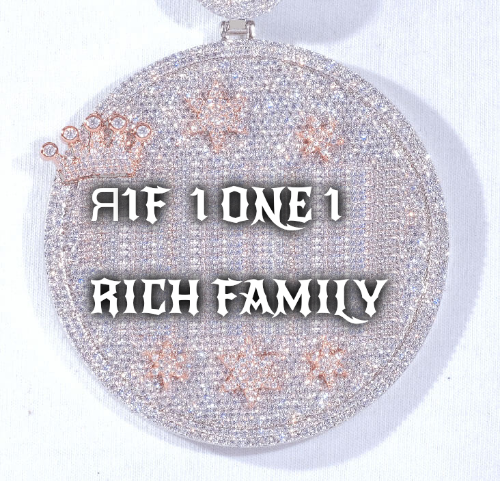 CUSTOM LETTER NECKLACE 3D BIG CROWN DISC