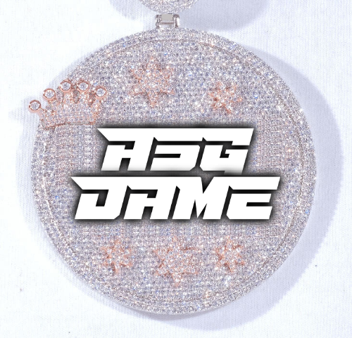 CUSTOM LETTER NECKLACE 3D BIG CROWN DISC